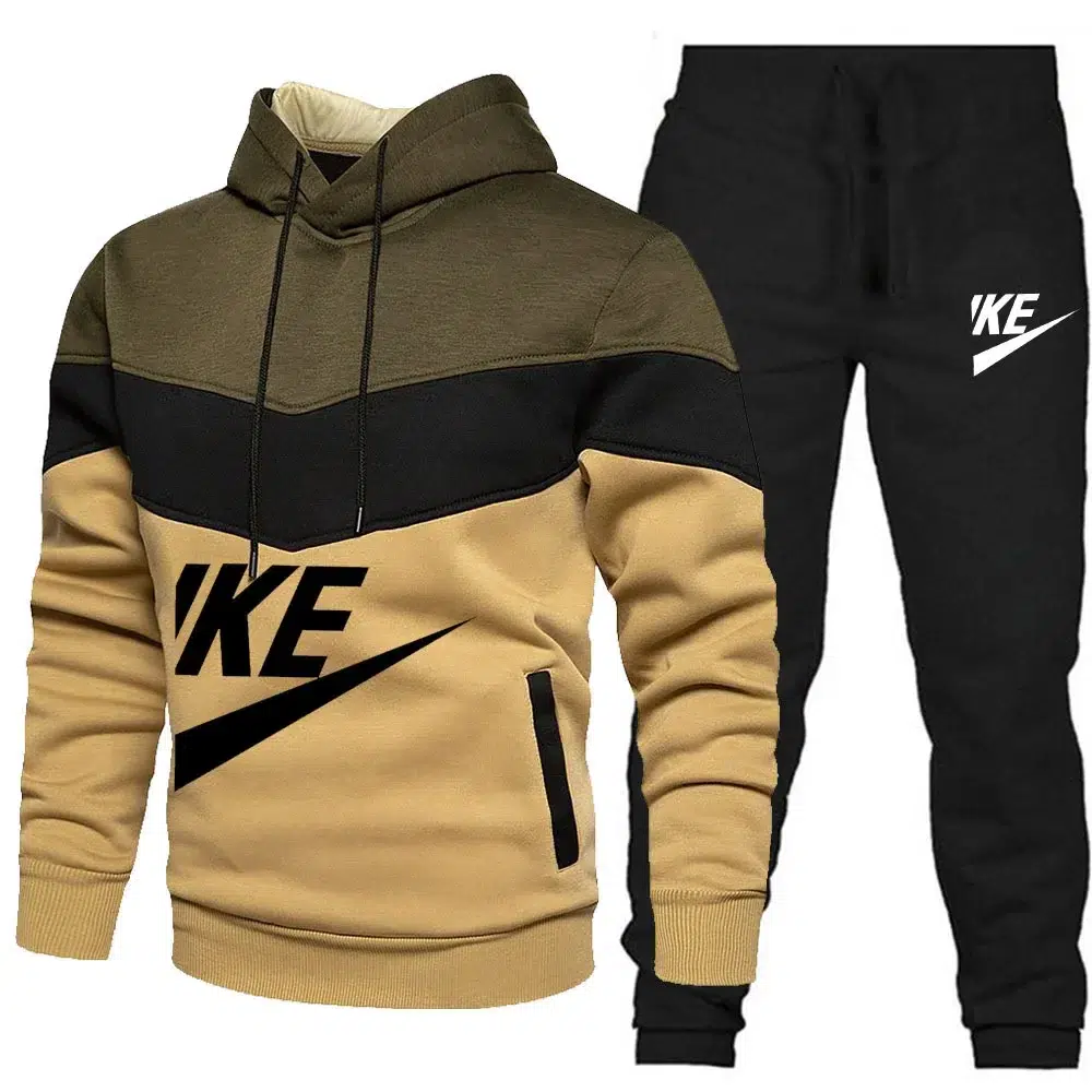 Men’s casual sportswear hooded sweatshirt and pants set